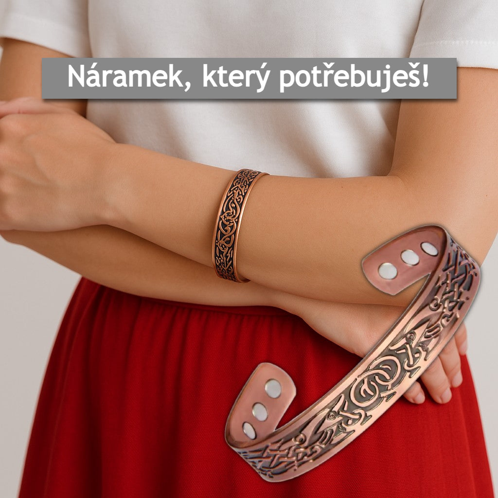 Náramek z čisté mědi s terapeutickými magnety
